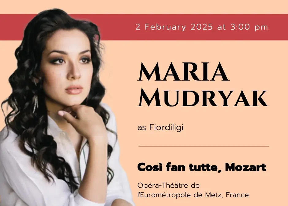 photo of trucco management's Soprano Maria Mudryak playing Fiordilisi in Così fan tutte at Opéra Théâtre de Metz 2025