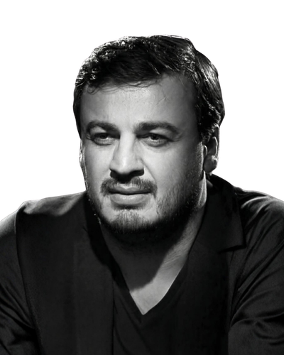 Black and white portrait of Tenor Irakli Kakhidze, opera singer managed by Trucco Management