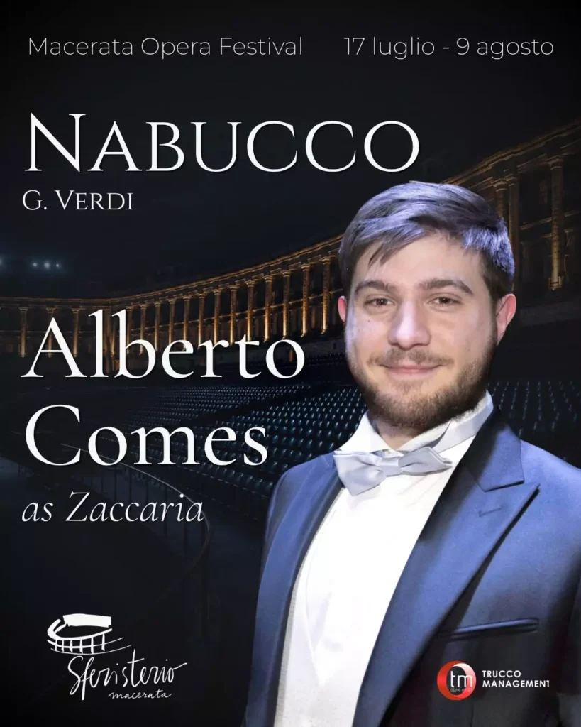 poster of Alberto Comes performing as Zaccaria in Nabucco Macerata on July 2026