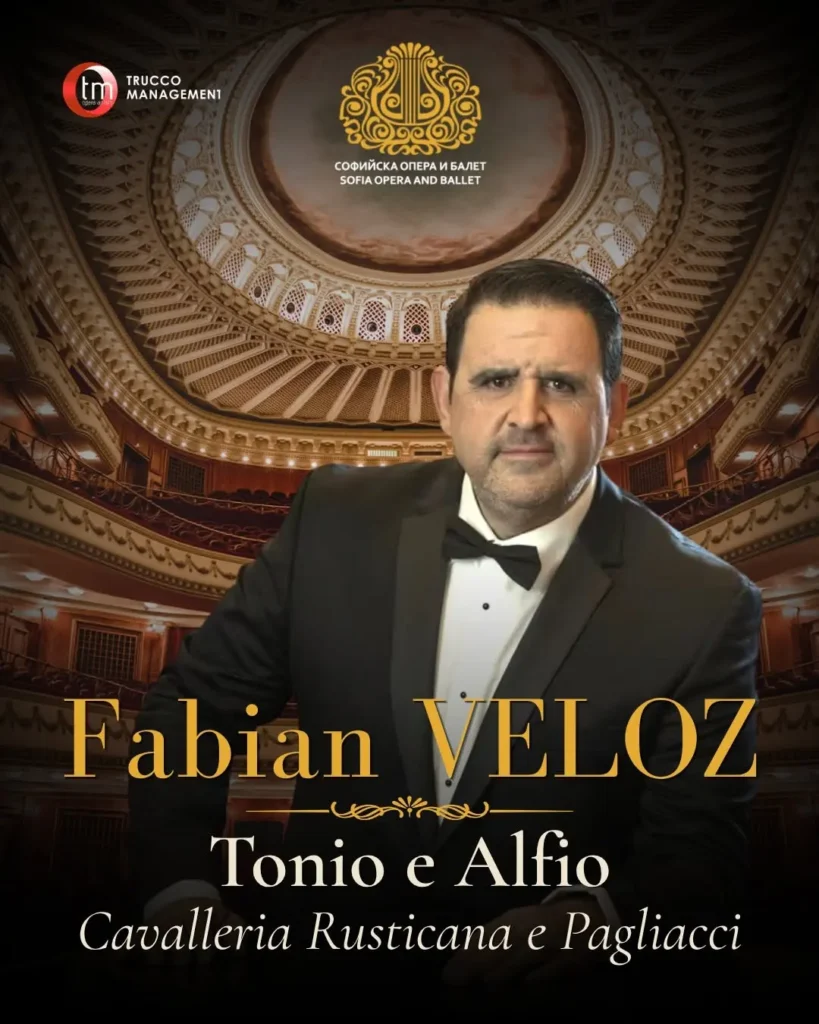 poster of Fabián Veloz playing Tonio in Pagliacci in Sofia July 2026