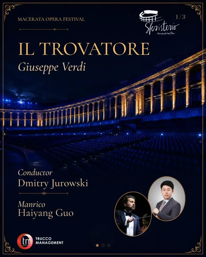 poster of Jurowsky and Guo in Il trovatore Macerata on july 2026
